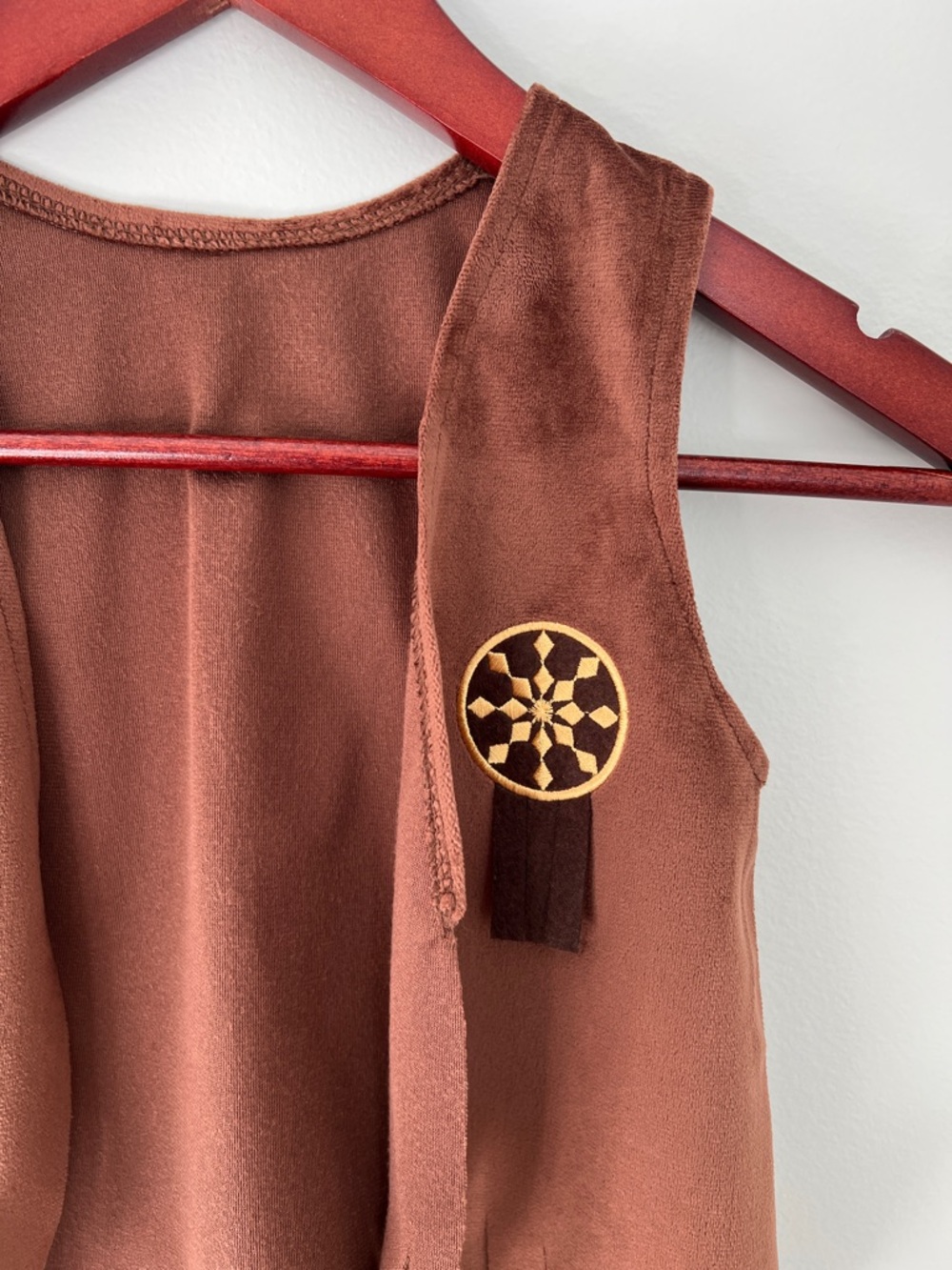 Kids Brown Faux Suede Fringe Western Vest with Decorative Medallions Size S - Picture 6 of 16
